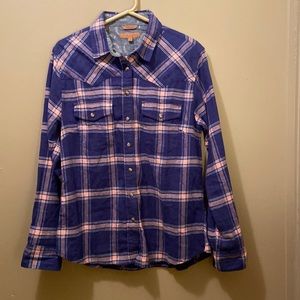 Jachs Girlfriend Small Comfort Stretch Plaid Long Sleeved Button Down